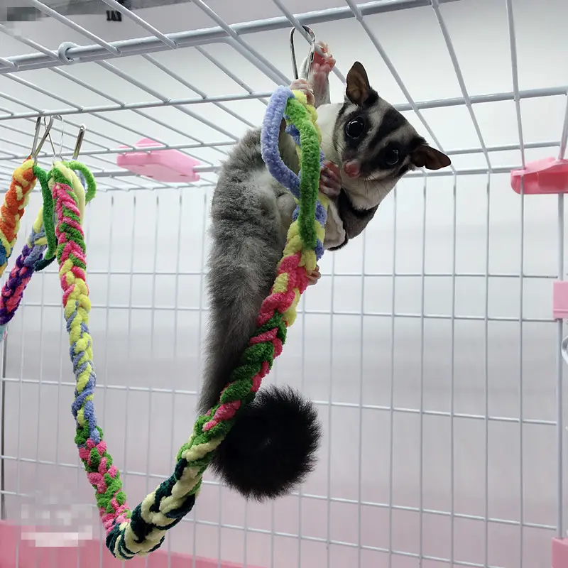 Hamster Ladder Squirrel Honey Bag Glider Climbing Rope Parrot Colored Cotton Rope Station Pole Suspension Bridge Swing Pet Toy