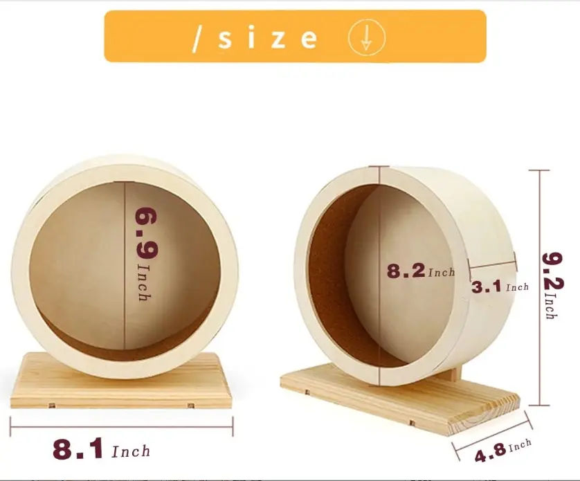 Wooden Hamster Silent Exercise Wheel Durable Natural Eco-Friendly Small Animal Cage Accessories Pet Habitat Toys For Hamsters