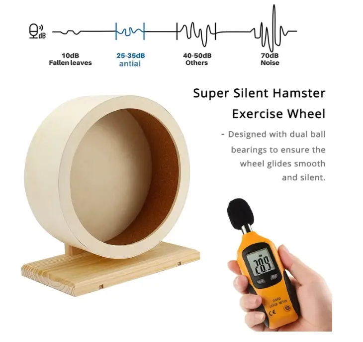 Wooden Hamster Silent Exercise Wheel Durable Natural Eco-Friendly Small Animal Cage Accessories Pet Habitat Toys For Hamsters