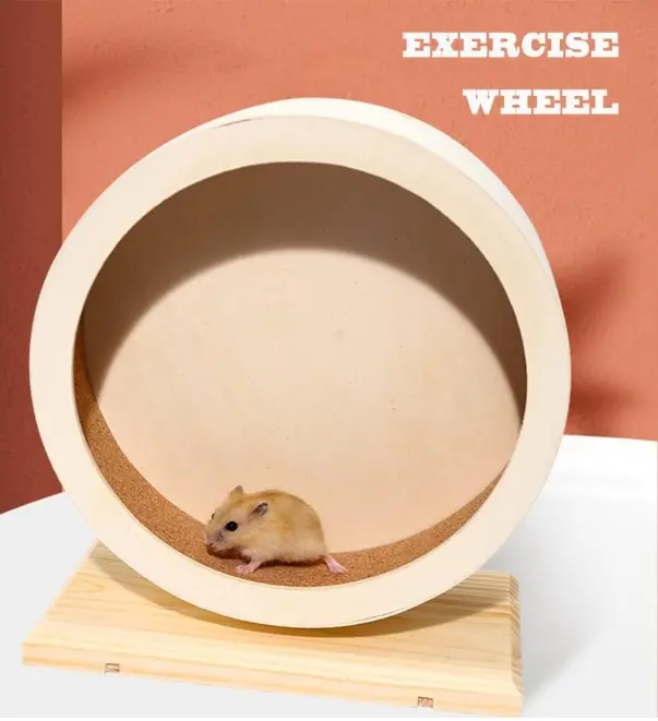 Wooden Hamster Silent Exercise Wheel Durable Natural Eco-Friendly Small Animal Cage Accessories Pet Habitat Toys For Hamsters