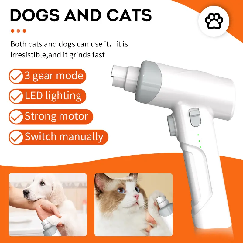 2025Top Selling Rechargeable USB Electric Pet Nail Trimmer Dog Nail Grinder Clipper Cleaning Feature Direct Charge