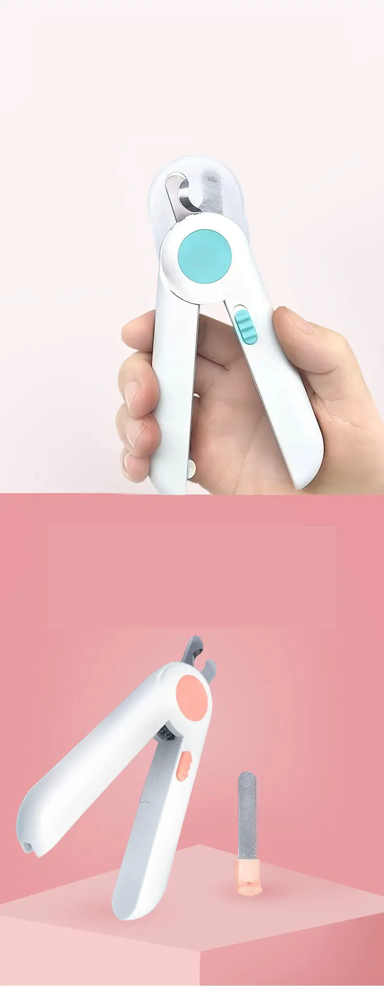 Manufacturer Wholesale Battery Led Light Small Dog Cat Nail Clippers With Nail File