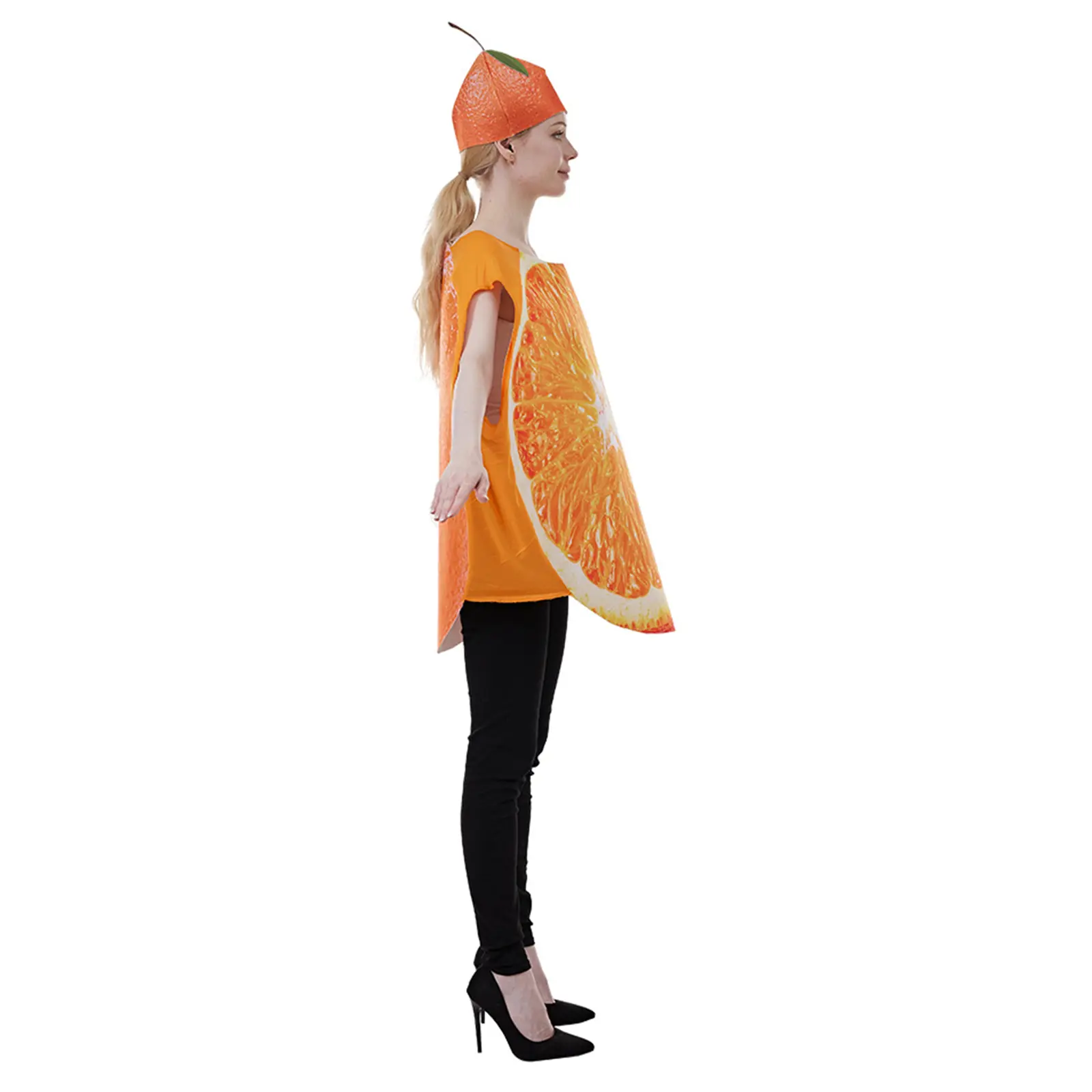 Combhasaki Halloween Adult Fruit Slice Costumes for Women Funny Fruits Vegetable Outfits with Hat Role-Playing Party Cosplay