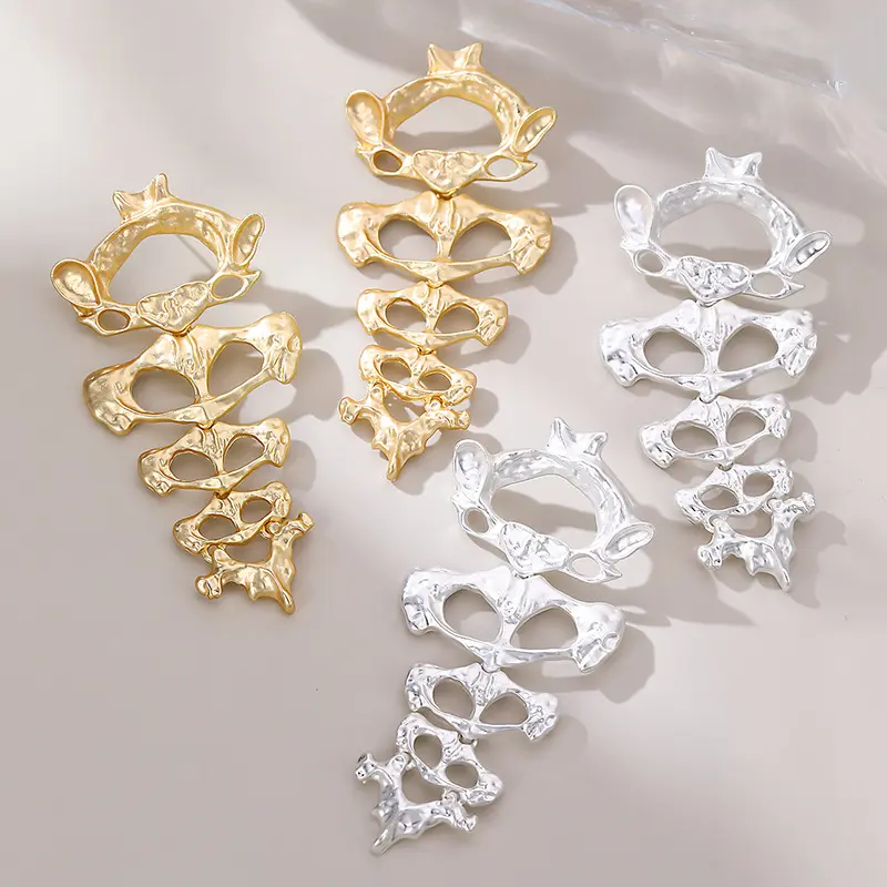 Irregular Metal Skeleton Exaggerated Earrings New Women's Punk Trendy Vintage Drop Dangle Earring Holiday Party Jewelry Gift