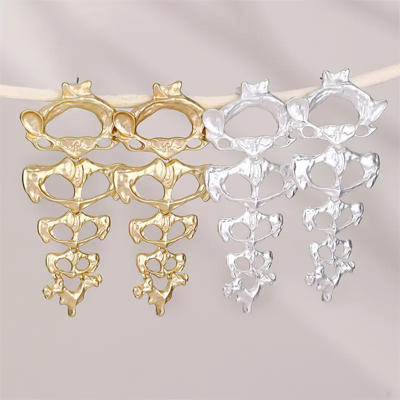 Irregular Metal Skeleton Exaggerated Earrings New Women's Punk Trendy Vintage Drop Dangle Earring Holiday Party Jewelry Gift