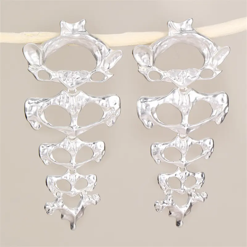 Irregular Metal Skeleton Exaggerated Earrings New Women's Punk Trendy Vintage Drop Dangle Earring Holiday Party Jewelry Gift