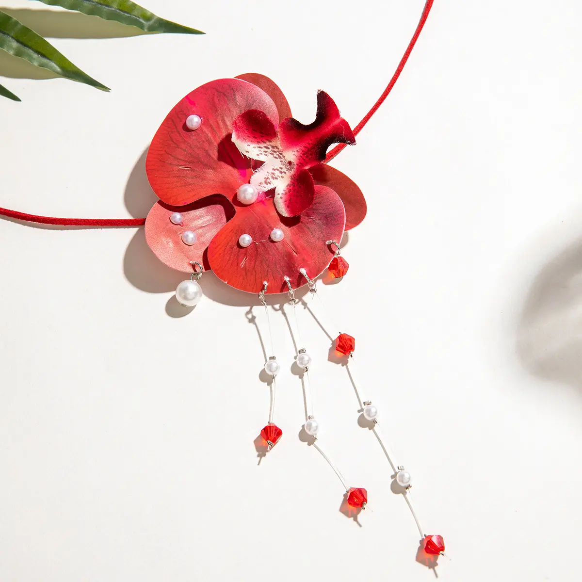 New European American Exaggerated Necklace Fresh Butterfly Orchid Pendant Drawstring Personalized Long Floral Collar Banquet