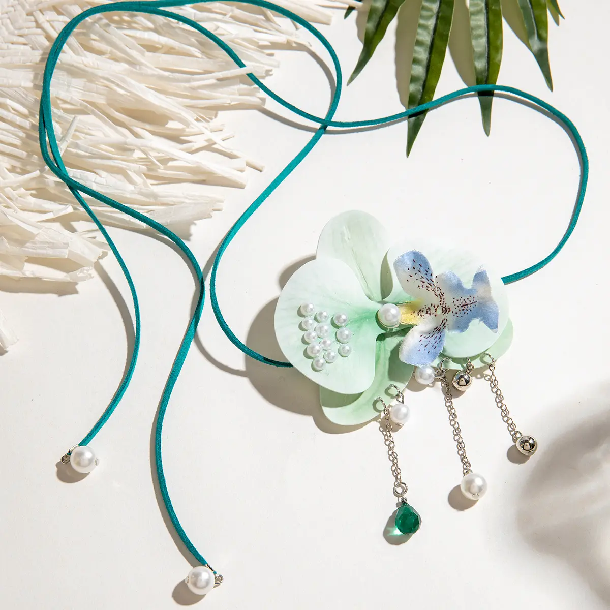 New European American Exaggerated Necklace Fresh Butterfly Orchid Pendant Drawstring Personalized Long Floral Collar Banquet