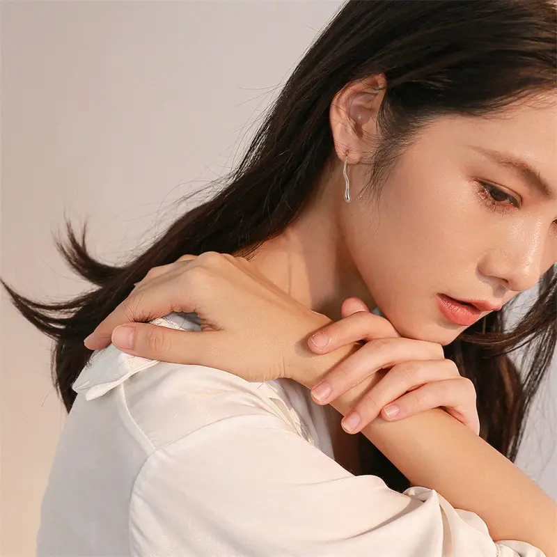 Stainless Steel Gold Color Waterdrop Ear Hook for Women Simple Metal Irregular Smooth Water Drop Dangle Earrings Jewelry Gifts