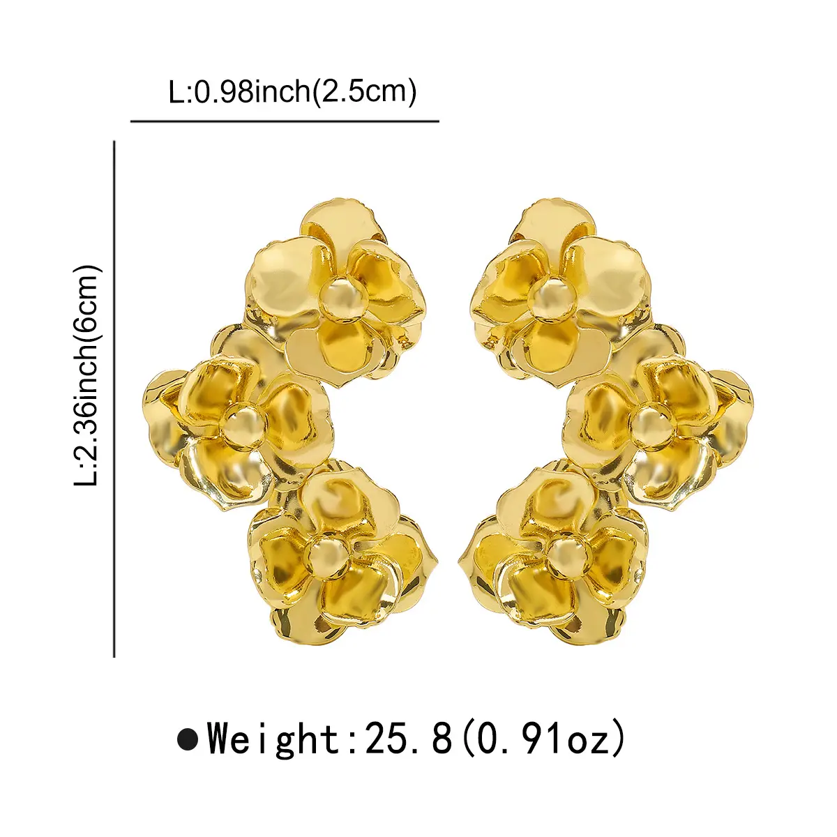 Exaggerated Earrings Floral Design for Ladies Exquisite Luxurious Fashionable Retro Versatile Heavy Industry Symmetrical Banquet