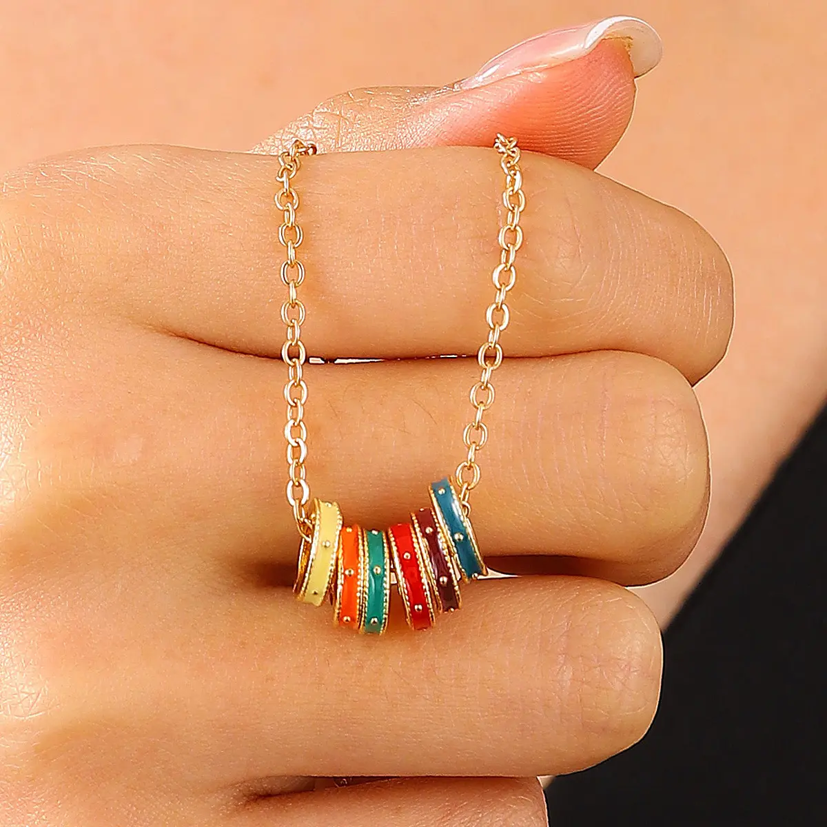 Trendy Jewelry Sweet Korean Multi Circle Colorful Pendant Necklace Earrings for Women Girl Gift Pretty Dseign Jewelry Set Gifts