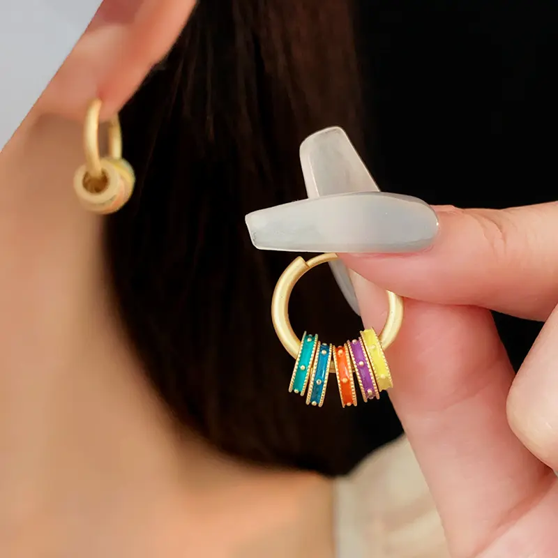 Trendy Jewelry Sweet Korean Multi Circle Colorful Pendant Necklace Earrings for Women Girl Gift Pretty Dseign Jewelry Set Gifts