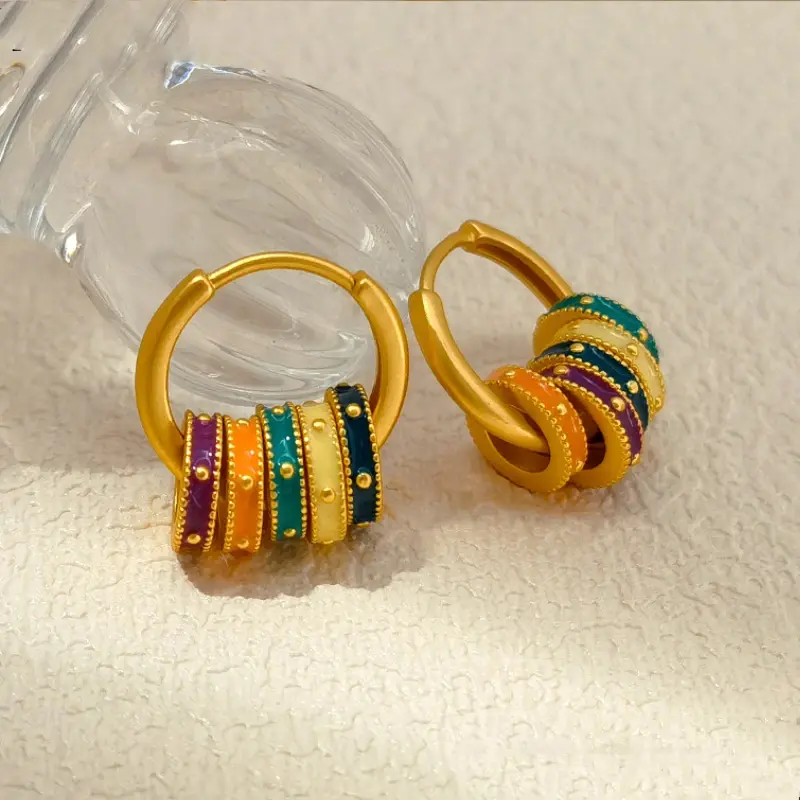 Trendy Jewelry Sweet Korean Multi Circle Colorful Pendant Necklace Earrings for Women Girl Gift Pretty Dseign Jewelry Set Gifts