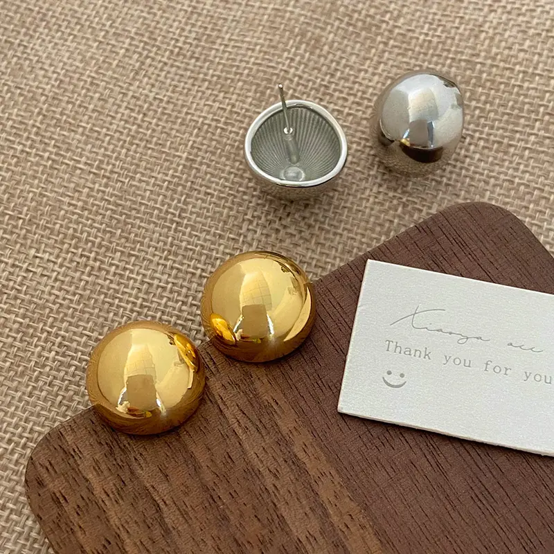Smooth Surface Metal Big Semicircle Stud Earrings for Women Simple Half Round Earrings Punk Fashion Jewelry Large Wholesale Gift