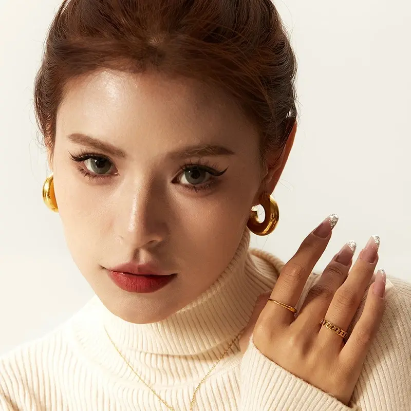 Geometric Thick Metal Round Earring Simple Gold Color Silver Color Chunky Hoop Earrings for Women Trend Minimalist Jewelry Gifts