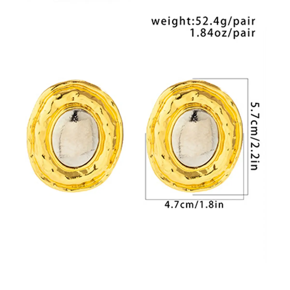 New Exaggerated Round Geometric Stud Earrings for Women Classic Vintage Gold Silver Color Large Circle Piercing Earring Jewelry