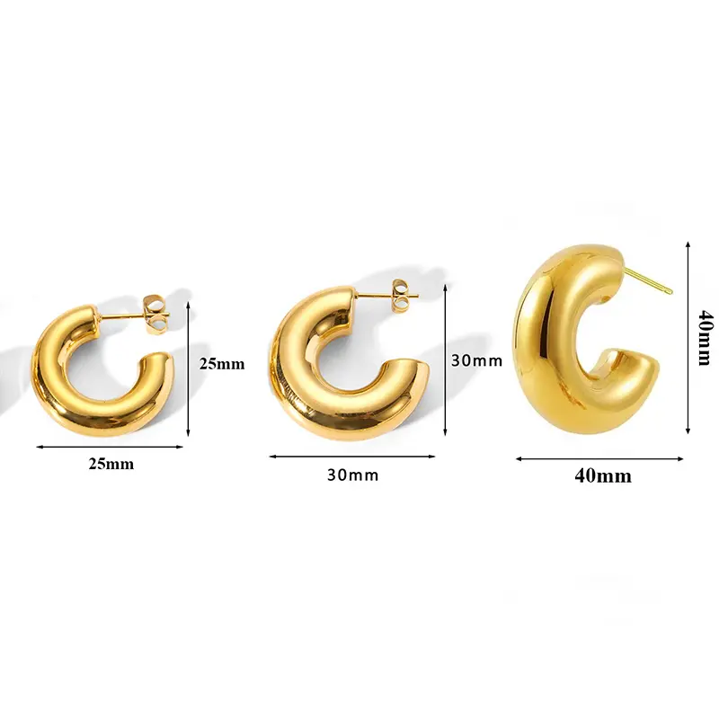 Geometric Thick Metal Round Earring Simple Gold Color Silver Color Chunky Hoop Earrings for Women Trend Minimalist Jewelry Gifts