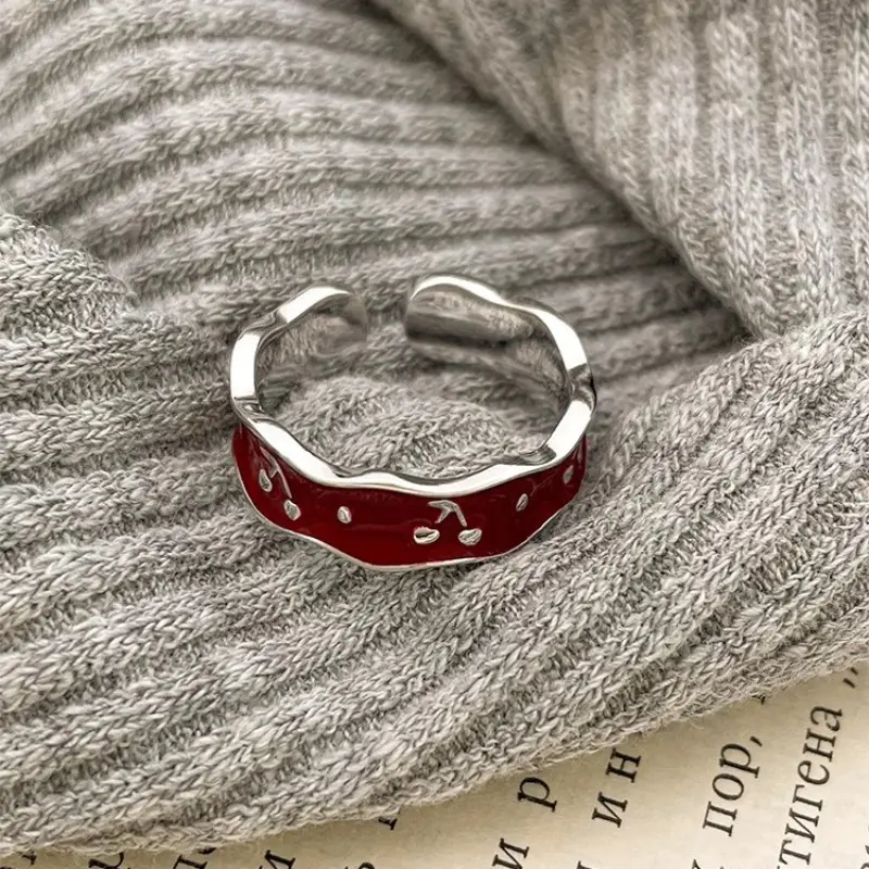 Red Drip Glaze Ring for Women Flower Amusing Originality Sweet Gift Exquisite Elegant Simple Ring Women's Jewelry Gifts