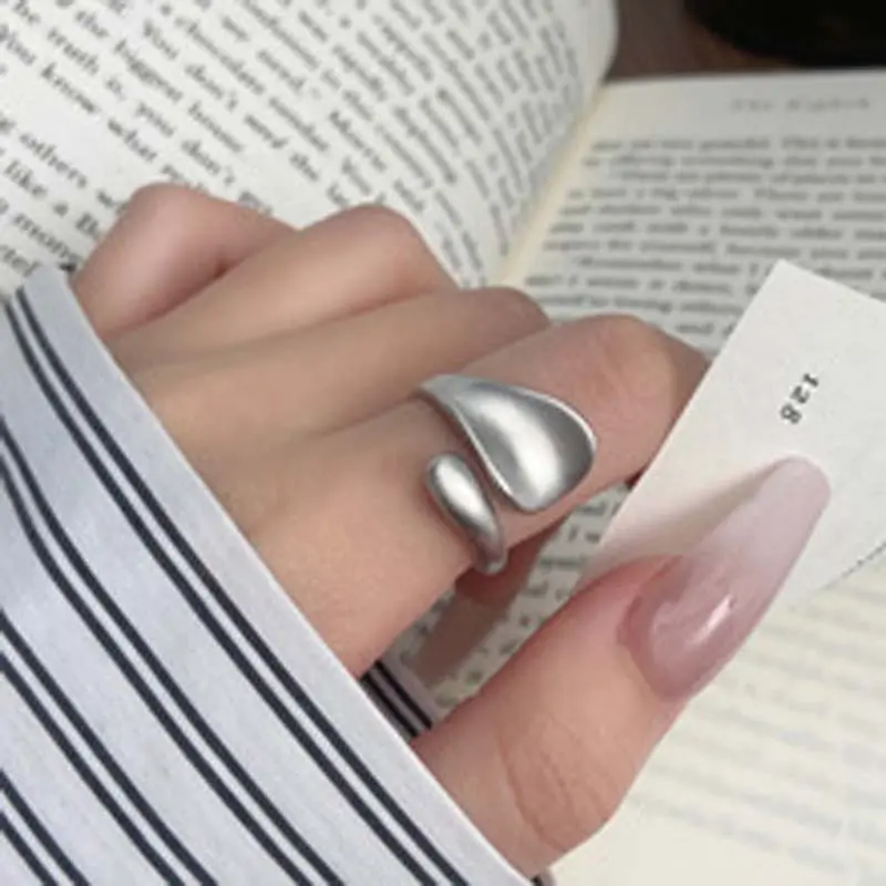 Stainless Steel Matte Gold Color Open Rings for Women Vintage Metal Irregular Geometric Adjustable Couple Rings Party Jewelry