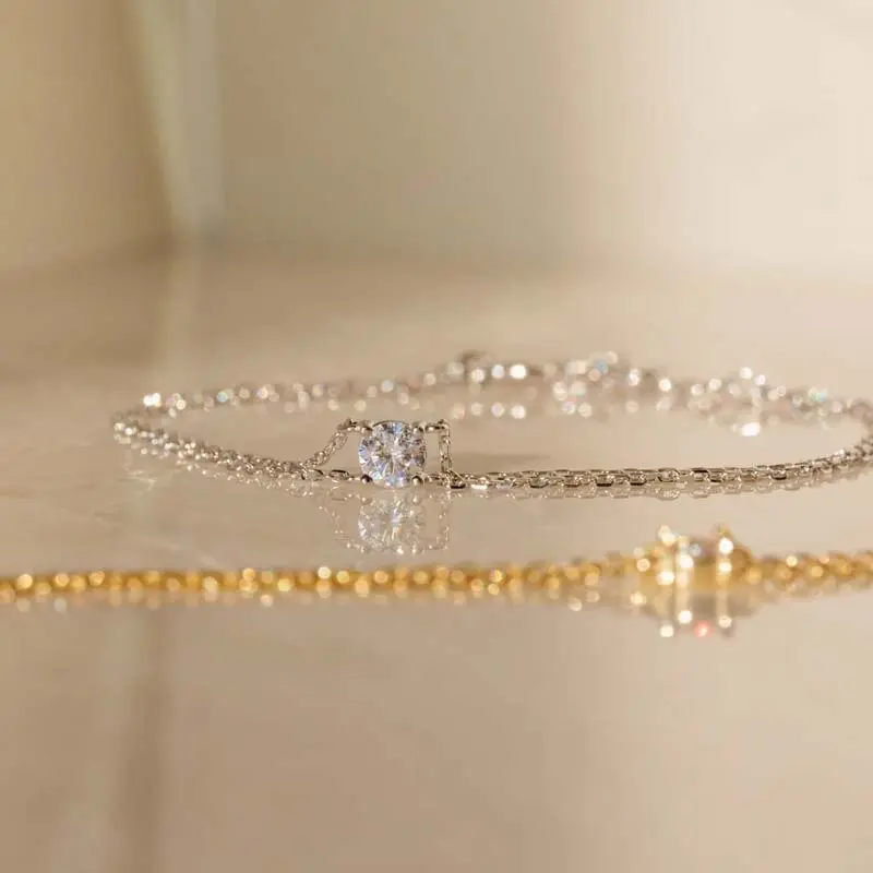 Fashion Gold Color Zircon Double Layered Bracelets for Women Simple Metal Beaded Thin Chain Bracelets Charm Jewelry Accessories