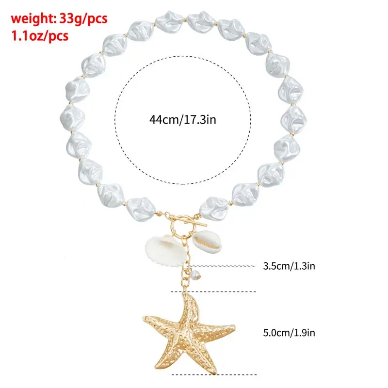 Vintage Irregular Pearl Starfish Pendant Necklace for Women Beach Style Shell Pearl Beaded Tassels Chokers Party Jewelry Gifts