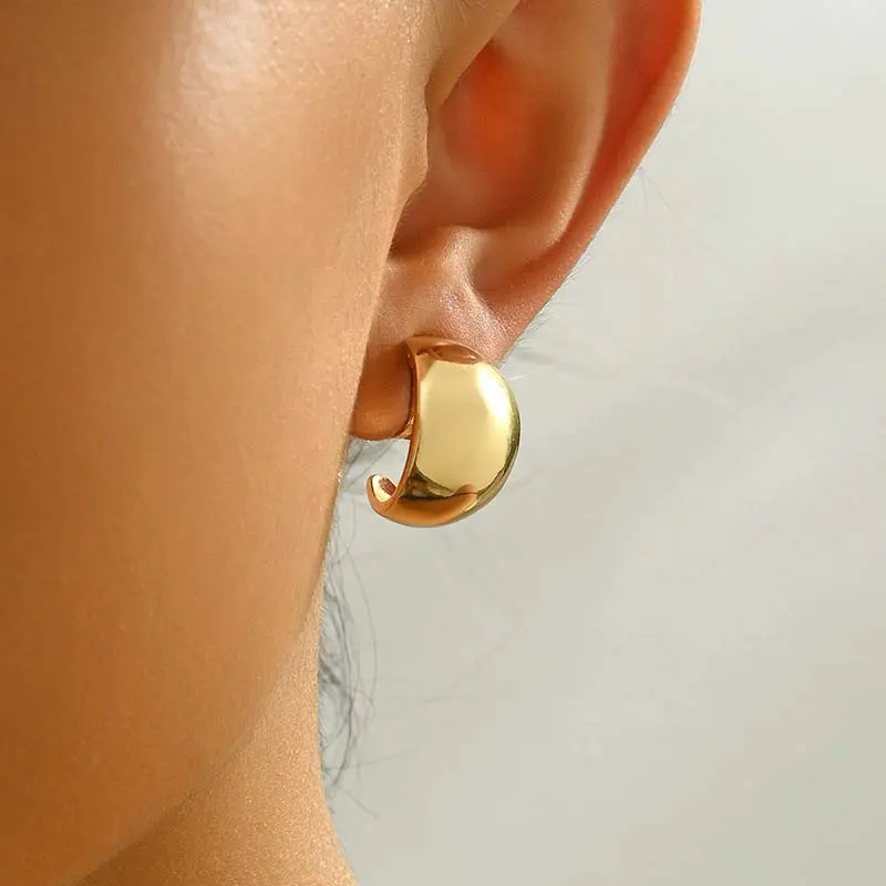 Classic Water Drop Non Piercing Ear Clip for Women Punk Gold Color Metal Geometric C-Shaped Fake Piercing Earrings Jewelry