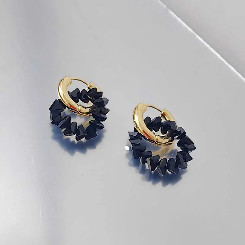 Fashion Metal Crystal Round Drop Earrings for Women Luxury Gold Color Double Layered Circle Ear Buckle Wedding Jewelry Gifts