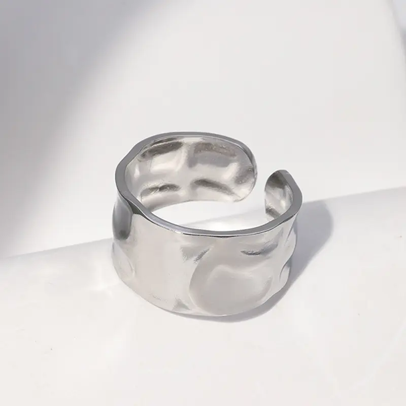 Adjustable Stainless Steel Irregular Ring for Women Men Open Minimalist Color Resistant Dropwise Glaze Accessories Jewelry Gifts