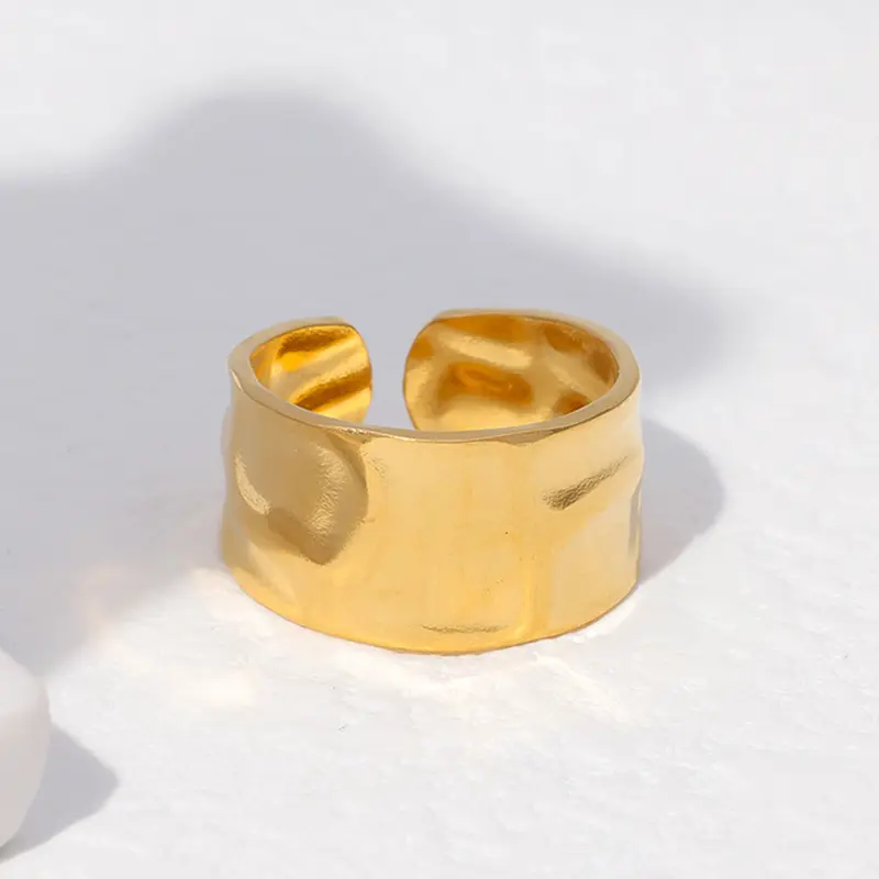 Adjustable Stainless Steel Irregular Ring for Women Men Open Minimalist Color Resistant Dropwise Glaze Accessories Jewelry Gifts