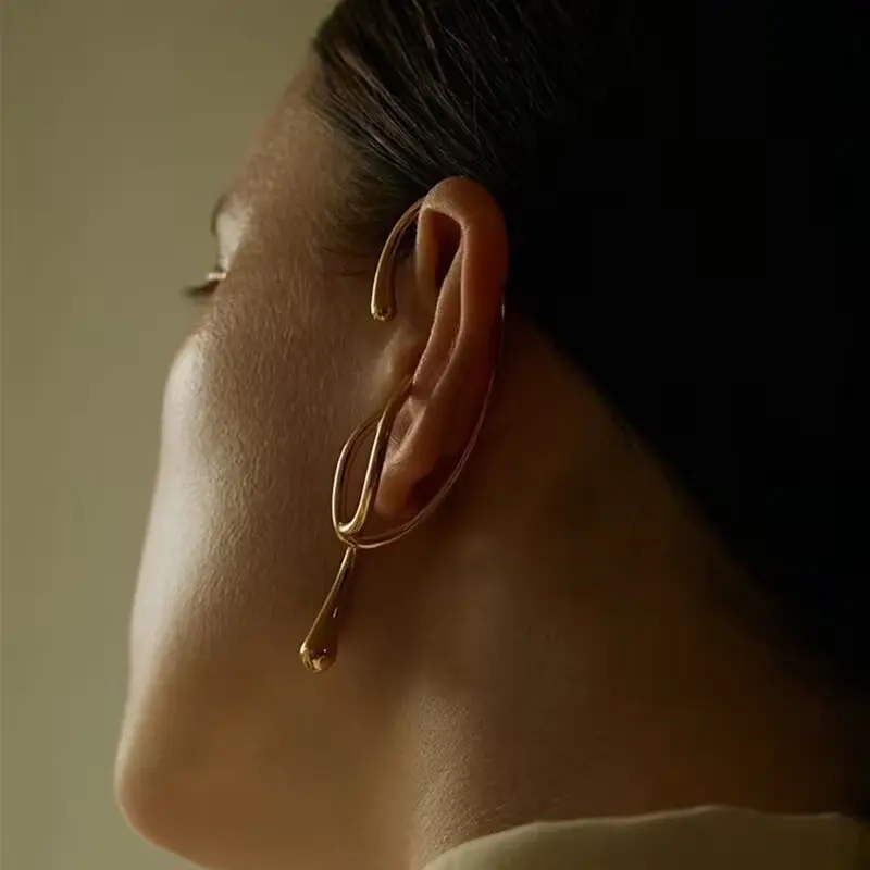 New Geometric Ear Bone Clip Female Personality Trendy Ear Hanging Cool Style Earrings Without Ear Holes Temperament Niche Party