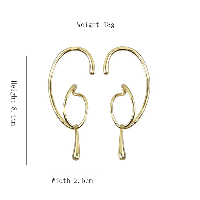 New Geometric Ear Bone Clip Female Personality Trendy Ear Hanging Cool Style Earrings Without Ear Holes Temperament Niche Party
