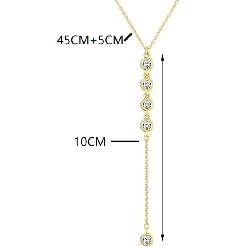 Fashion Metal Zircon Y-Shaped Necklaces for Women Simple Gold Color Shiny Crystal Temperament Tassel Necklaces Wedding Jewelry