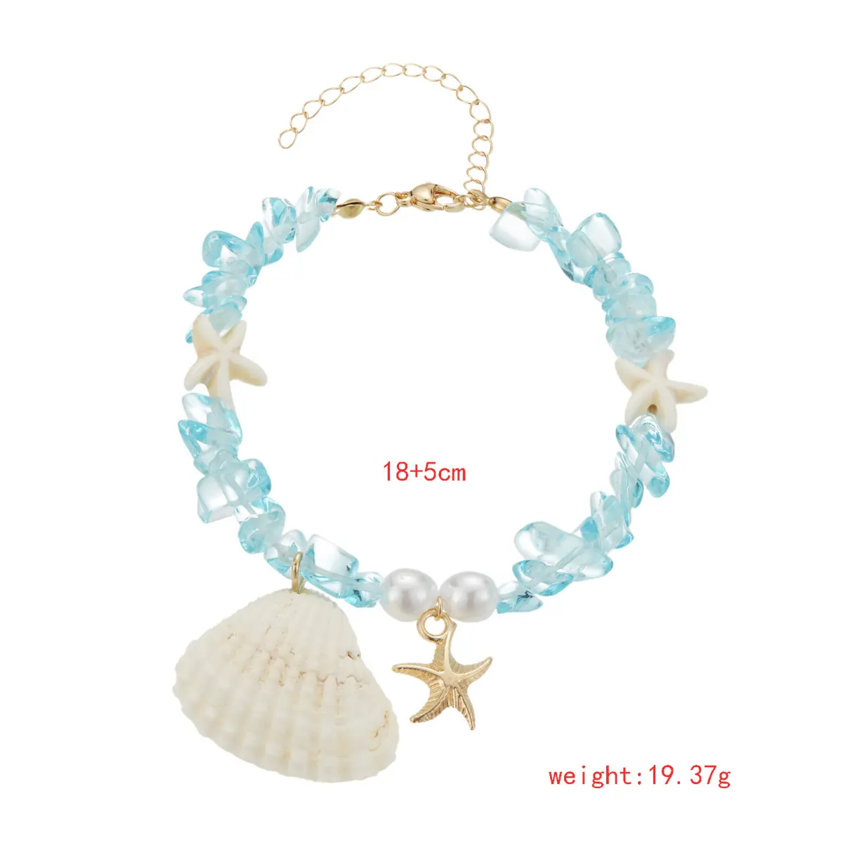 Handmade Beaded Starfish Shell Irregular Crystal Bracelet for Women Bohemian Ocean Series Natural Stone Pearls Bracelet Jewelry