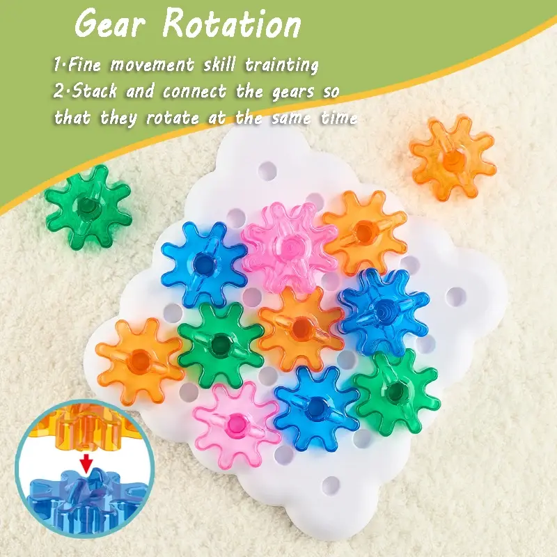 Toddler Pegs Board Game Montessori Toys Gears Block Stacking Play DIY Creative Threading Game Color Cognition Educational Toys