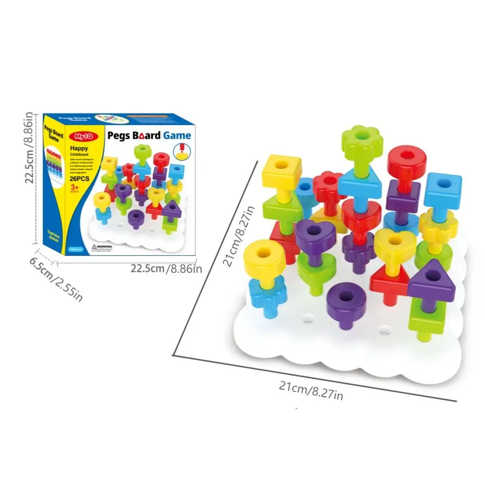 Toddler Pegs Board Game Montessori Toys Gears Block Stacking Play DIY Creative Threading Game Color Cognition Educational Toys