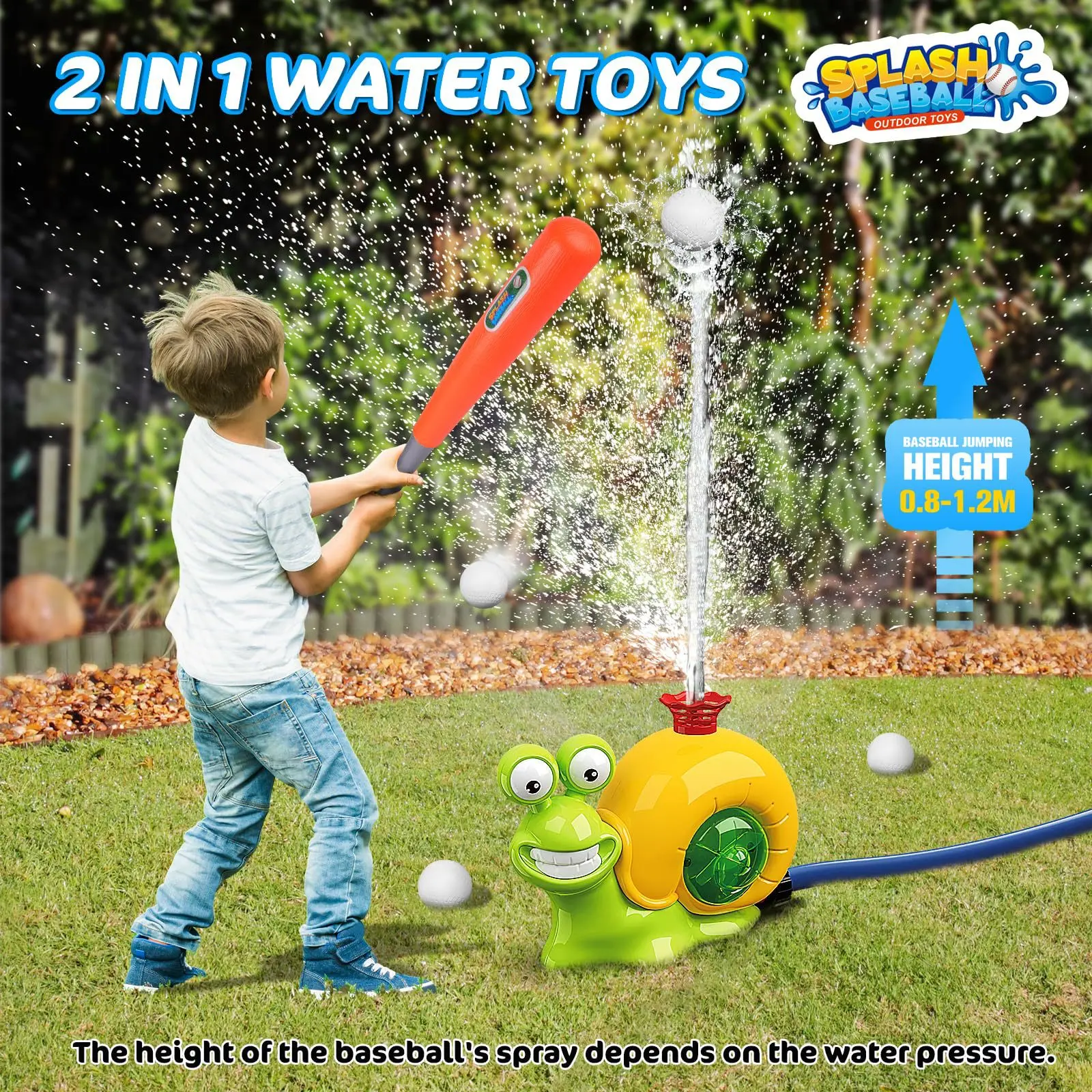 Summer Outdoor Sprinkler Snail with Baseball Spinning Sprinkler Lawn Playing Water Parent Child Interactive Toy