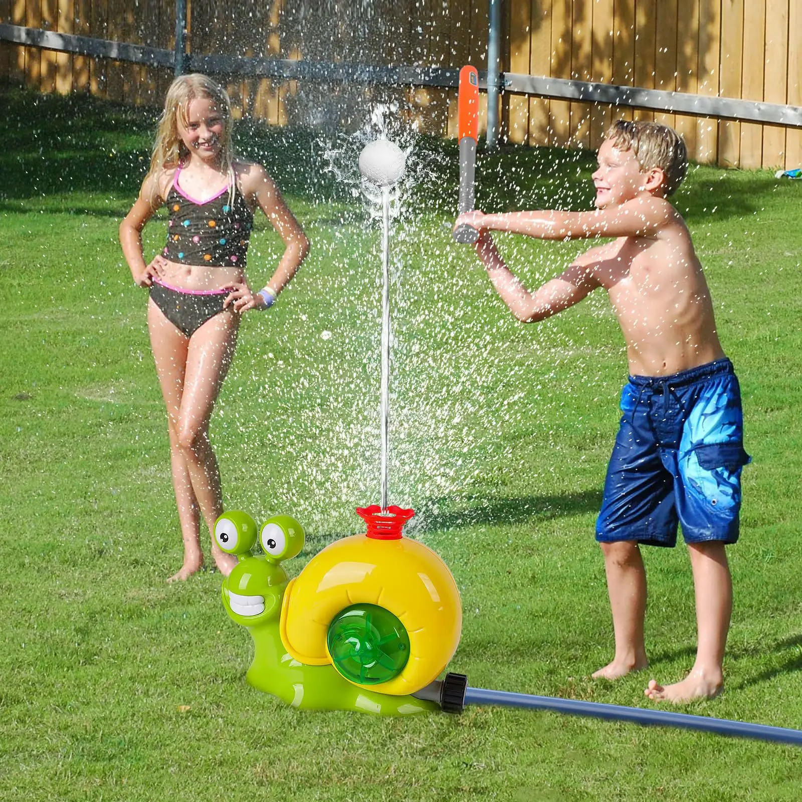 Summer Outdoor Sprinkler Snail with Baseball Spinning Sprinkler Lawn Playing Water Parent Child Interactive Toy