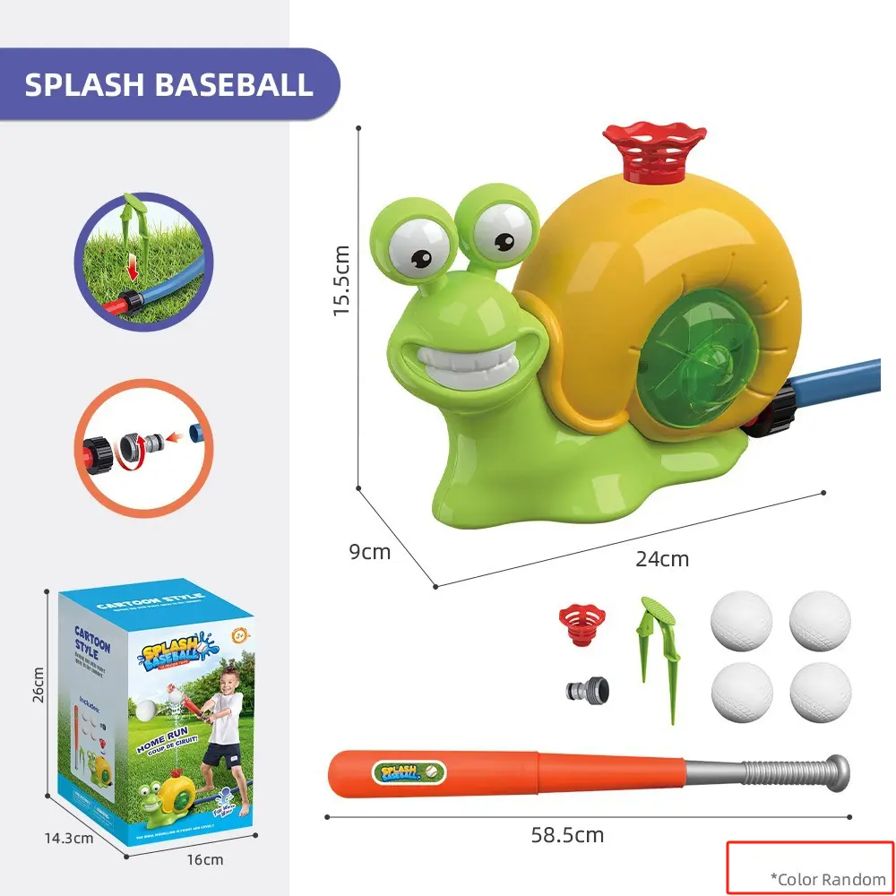 Summer Outdoor Sprinkler Snail with Baseball Spinning Sprinkler Lawn Playing Water Parent Child Interactive Toy