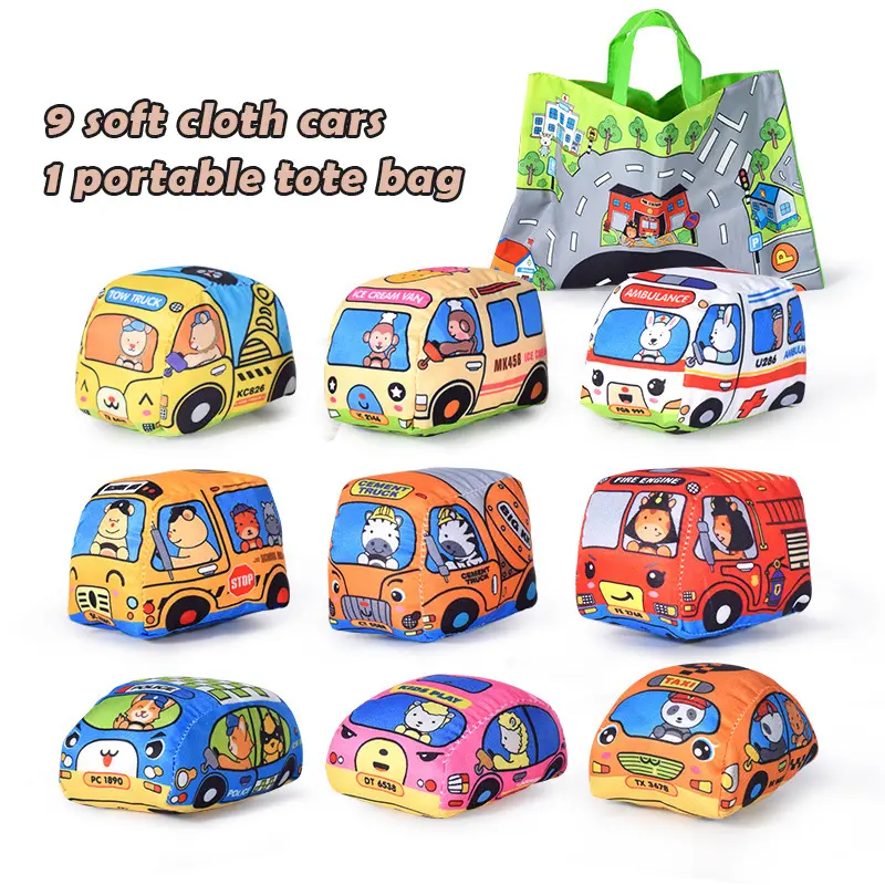 Montessori Soft Cloth Car Set Cloth Book Three-Dimensional Bus Storage Bag 0-Year-Old+Baby Interactive Early Education Toy