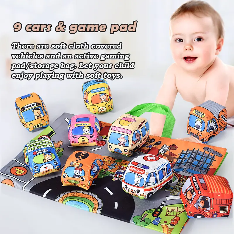 Montessori Soft Cloth Car Set Cloth Book Three-Dimensional Bus Storage Bag 0-Year-Old+Baby Interactive Early Education Toy