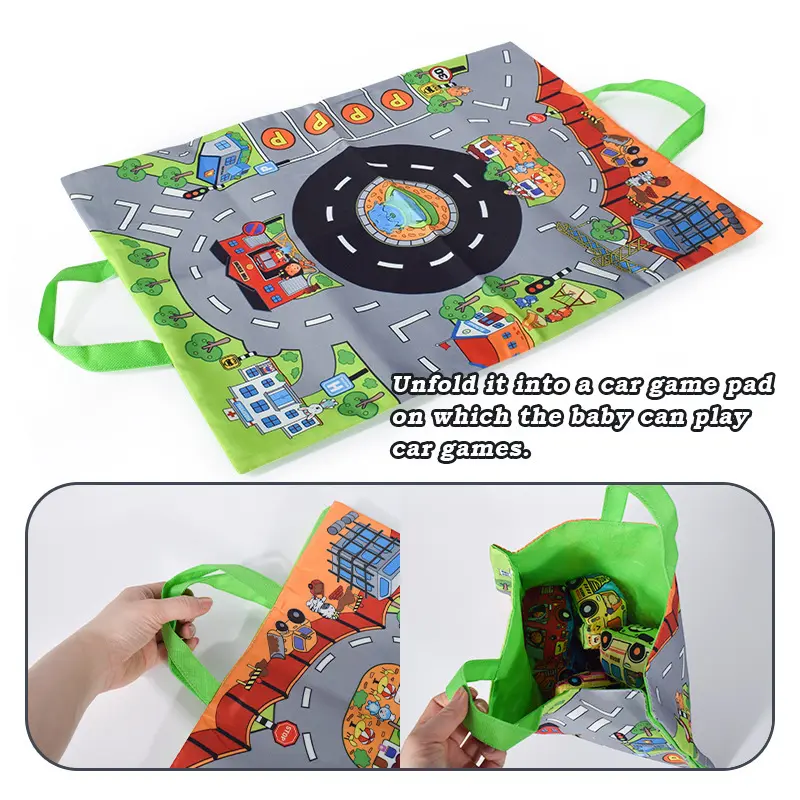 Montessori Soft Cloth Car Set Cloth Book Three-Dimensional Bus Storage Bag 0-Year-Old+Baby Interactive Early Education Toy