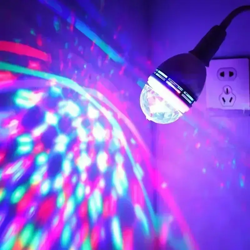 E27 Disco Light Rotating RGB Party Lamp LED Strobe Light Crystal Disco Bulb for Birthday Party Club Bar KTV Halloween Christmas