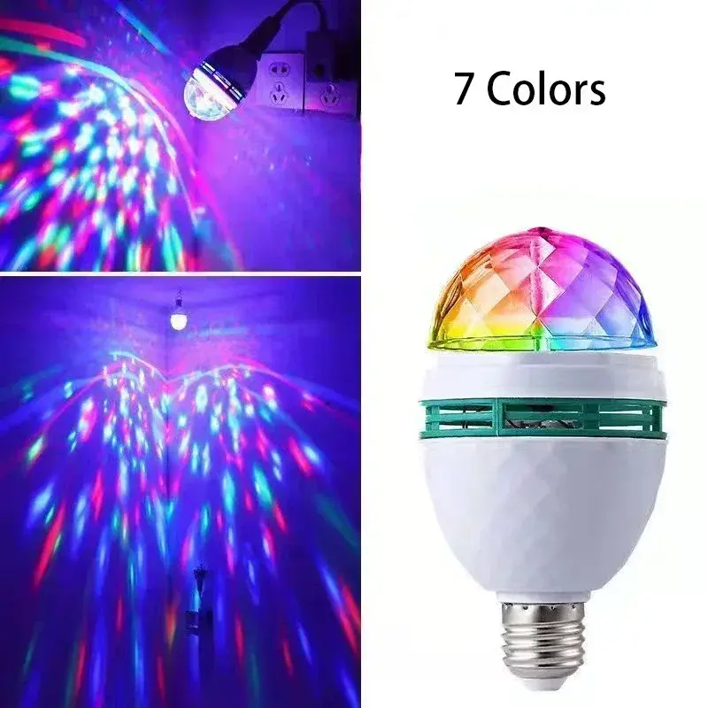E27 Disco Light Rotating RGB Party Lamp LED Strobe Light Crystal Disco Bulb for Birthday Party Club Bar KTV Halloween Christmas