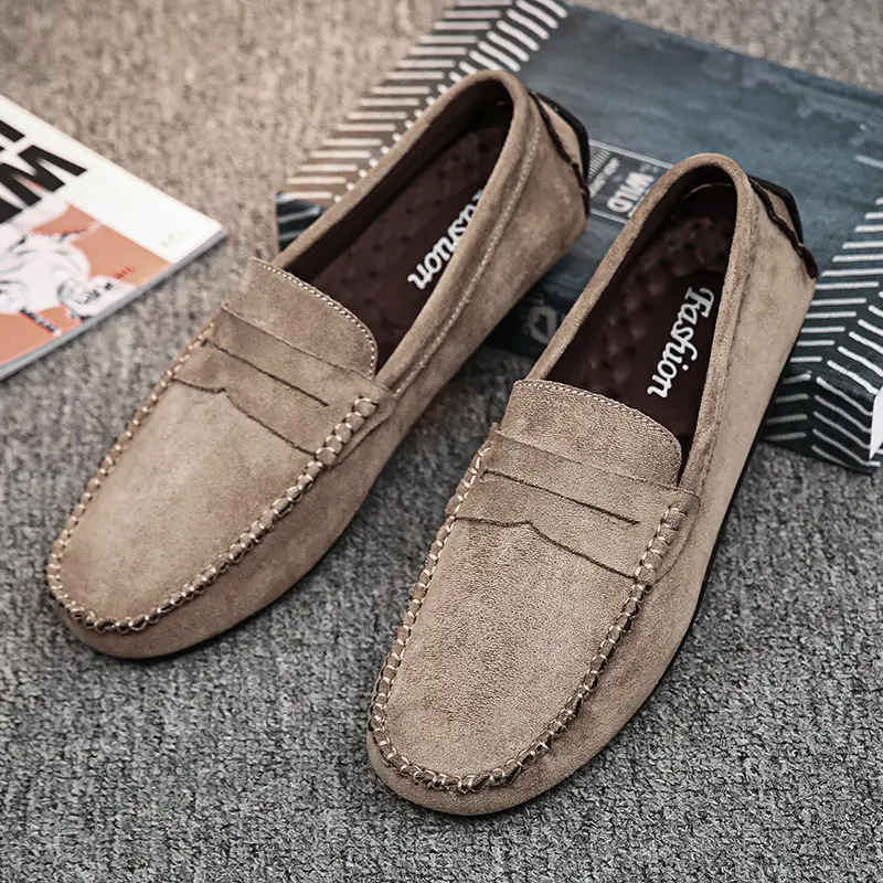 Fashion Suede Men Casual Shoes Breathable Leather Mens Loafers Slip on Male Driving Shoes Luxury Brand Comfortable Boat Shoes