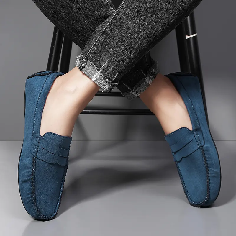 Fashion Suede Men Casual Shoes Breathable Leather Mens Loafers Slip on Male Driving Shoes Luxury Brand Comfortable Boat Shoes