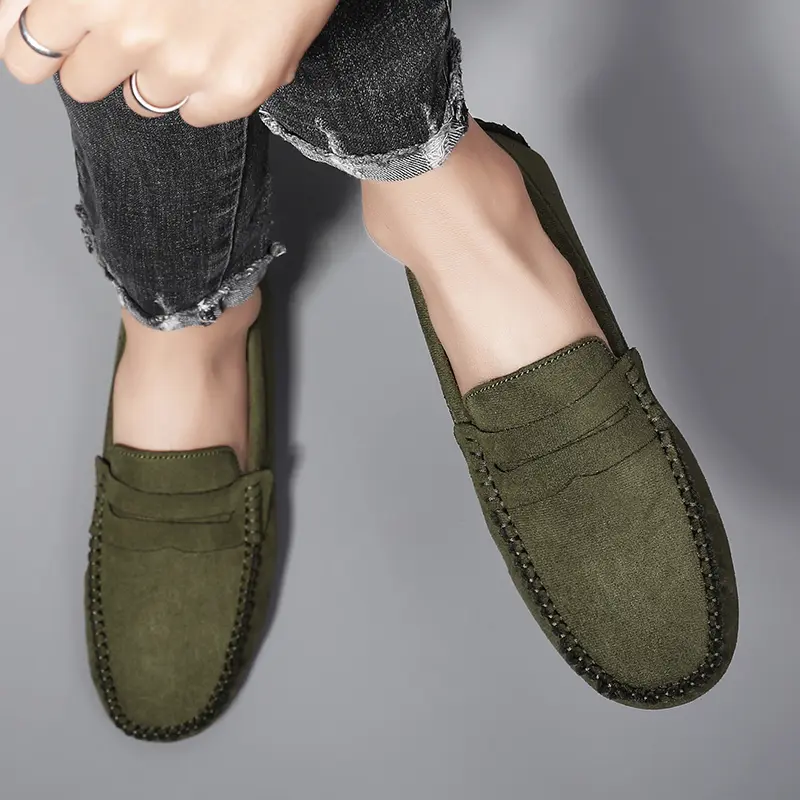 Fashion Suede Men Casual Shoes Breathable Leather Mens Loafers Slip on Male Driving Shoes Luxury Brand Comfortable Boat Shoes