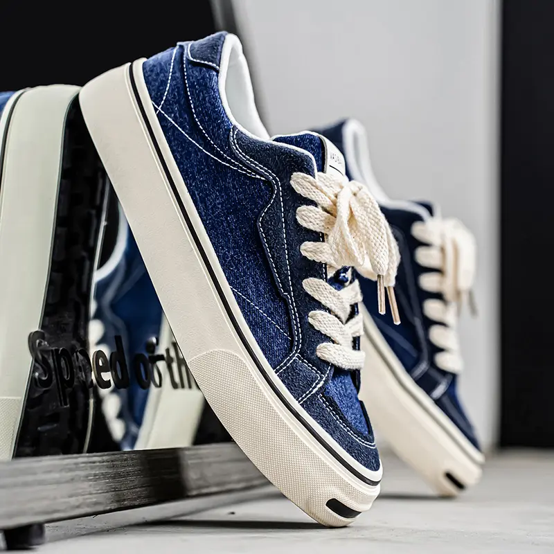 Mens Cowboy Canvas Shoes Breathable Trend Mens Board Shoes Thick Sole Trend Comfortable Student Skateboard Trainers Footwear