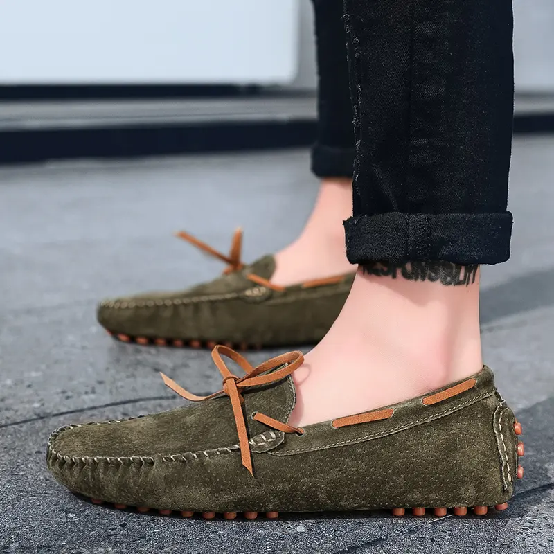 Mens Casual Shoes Suede Loafers ClassicShoes Soft Driving Flats Luxury Moccasins Hot Slip on Men Shoes Plus Size Bean Bean