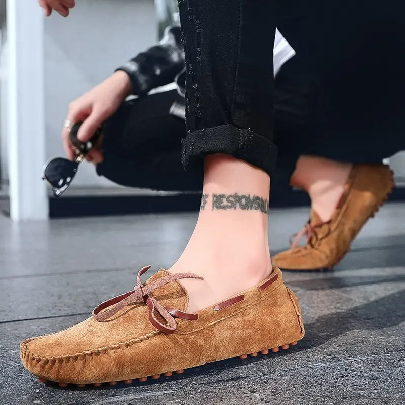 Mens Casual Shoes Suede Loafers ClassicShoes Soft Driving Flats Luxury Moccasins Hot Slip on Men Shoes Plus Size Bean Bean
