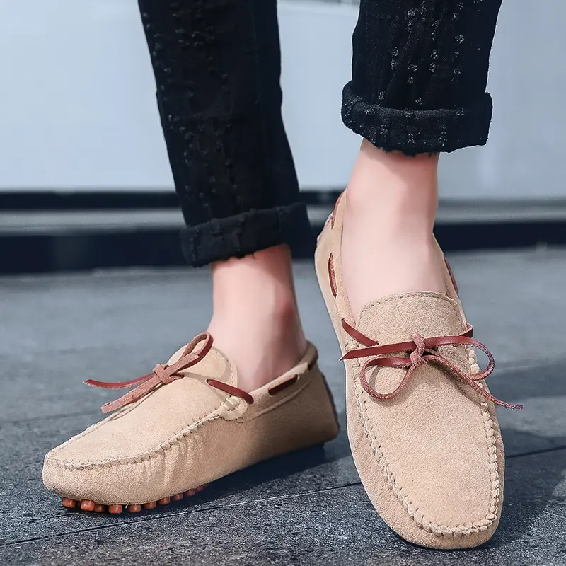 Mens Casual Shoes Suede Loafers ClassicShoes Soft Driving Flats Luxury Moccasins Hot Slip on Men Shoes Plus Size Bean Bean